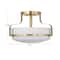 Hello Honey® Chatsworth White & Gold Etched Opal Glass & Metal Semi-Flush Mount Ceiling Light